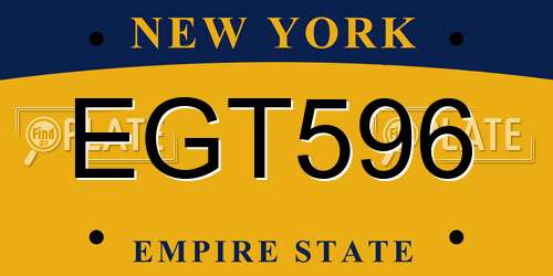 EGT596 New York License Plate