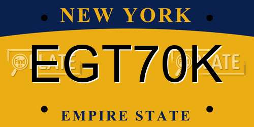 EGT70K New York License Plate