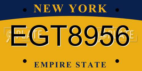 EGT8956 New York License Plate