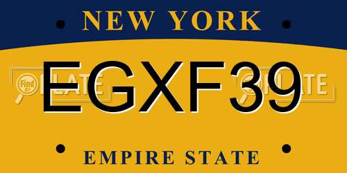 EGXF39 New York License Plate