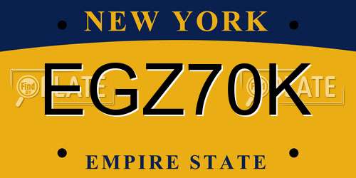 EGZ70K New York License Plate