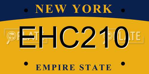 EHC210 New York License Plate
