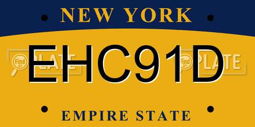 EHC91D New York License Plate