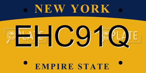 EHC91Q New York License Plate