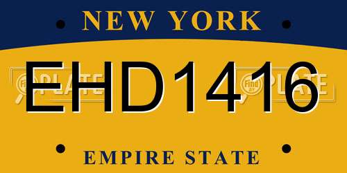 EHD1416 New York License Plate
