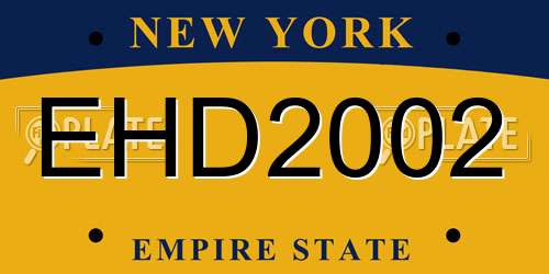 EHD2002 New York License Plate