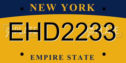 EHD2233 New York License Plate