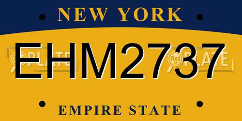 EHM2737 New York License Plate