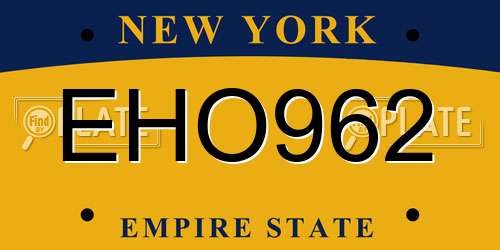 EHO962 New York License Plate