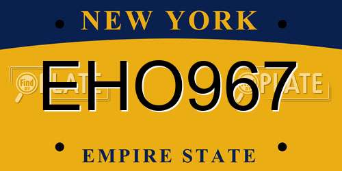 EHO967 New York License Plate