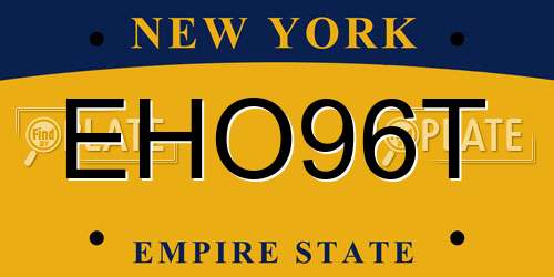 EHO96T New York License Plate