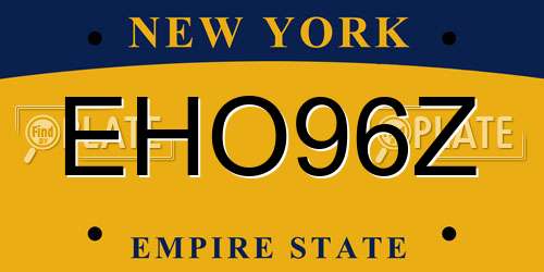 EHO96Z New York License Plate