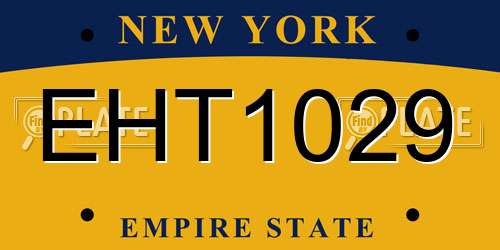 EHT1029 New York License Plate