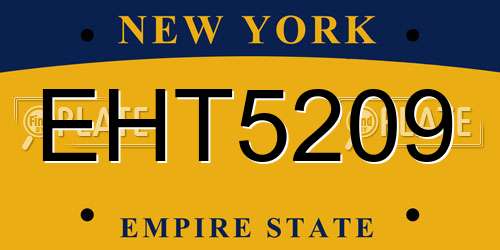 EHT5209 New York License Plate
