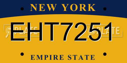 EHT7251 New York License Plate