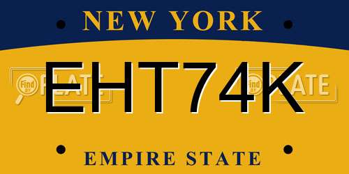 EHT74K New York License Plate