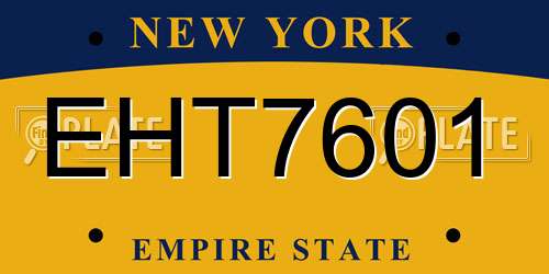 EHT7601 New York License Plate