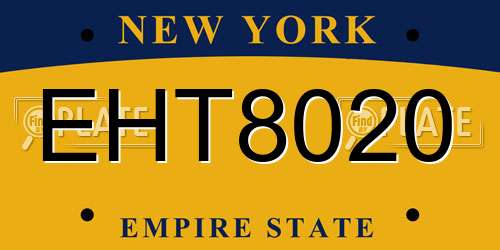 EHT8020 New York License Plate
