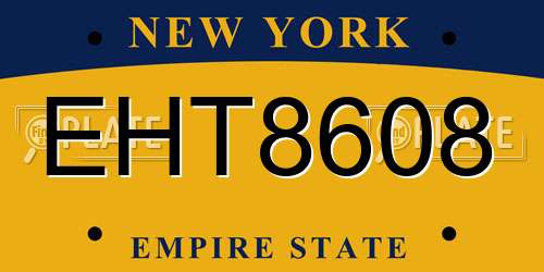 EHT8608 New York License Plate