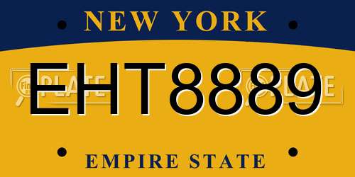 EHT8889 New York License Plate