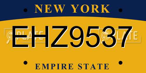 EHZ9537 New York License Plate