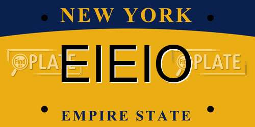 EIEIO New York License Plate