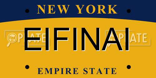 EIFINAI New York License Plate