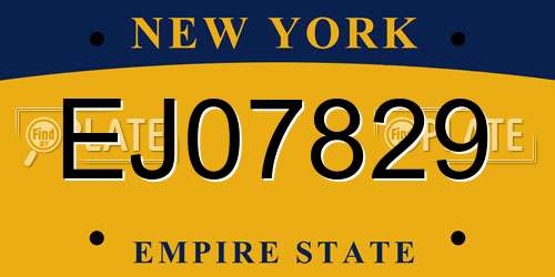 EJ07829 New York License Plate