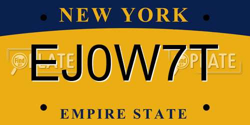 EJ0W7T New York License Plate