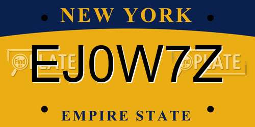EJ0W7Z New York License Plate