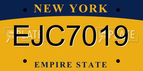 EJC7019 New York License Plate