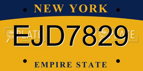 EJD7829 New York License Plate