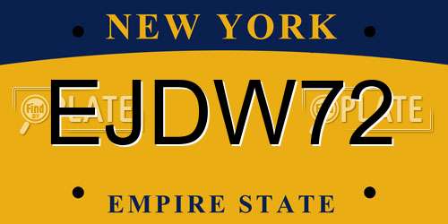 EJDW72 New York License Plate