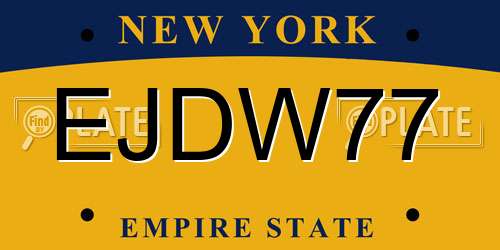 EJDW77 New York License Plate