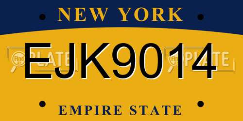 EJK9014 New York License Plate