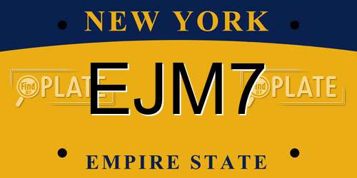 EJM7 New York License Plate