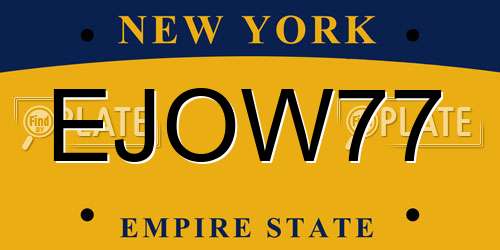 EJOW77 New York License Plate