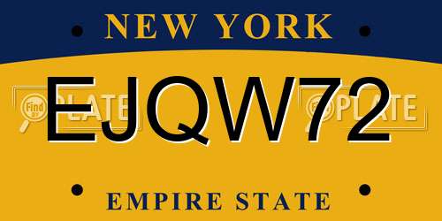 EJQW72 New York License Plate