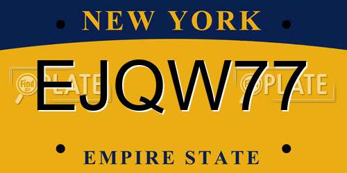 EJQW77 New York License Plate