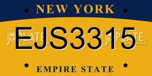 EJS3315 New York License Plate