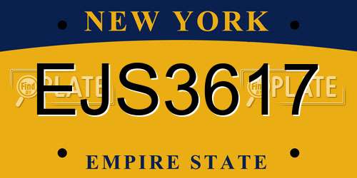EJS3617 New York License Plate