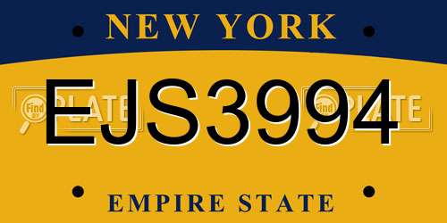 EJS3994 New York License Plate