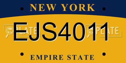 EJS4011 New York License Plate