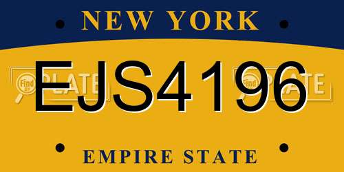 EJS4196 New York License Plate