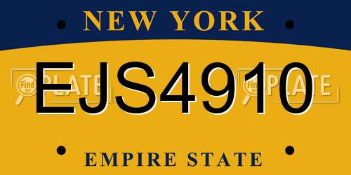 EJS4910 New York License Plate