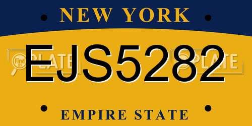 EJS5282 New York License Plate