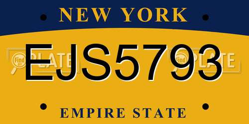 EJS5793 New York License Plate