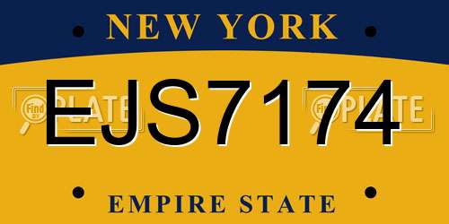 EJS7174 New York License Plate