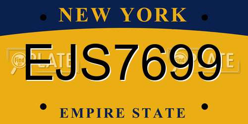 EJS7699 New York License Plate