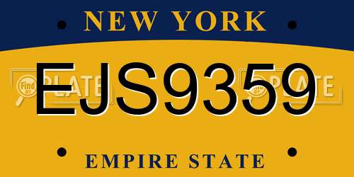 EJS9359 New York License Plate